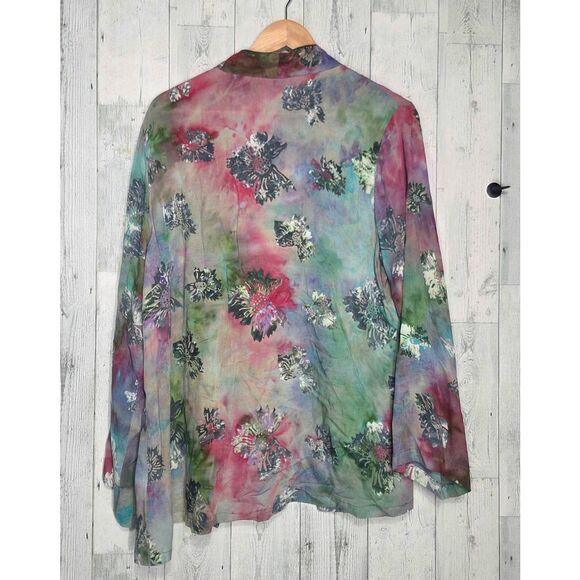 Soft Surroundings Watercolor Floral Batik Topper Kimono Sz. L - Picture 5 of 8